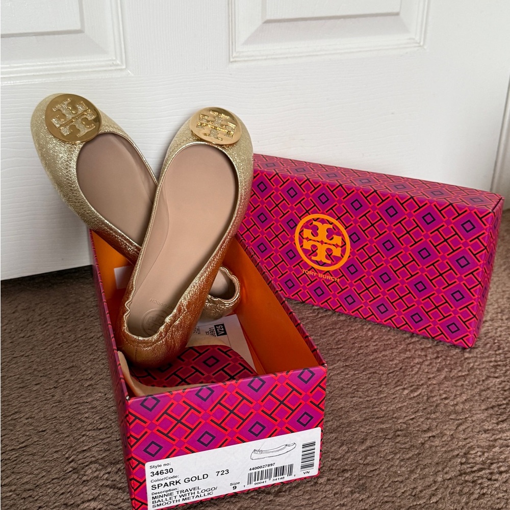 Tory Burch Spark Gold  Ballet Flats⚜️
